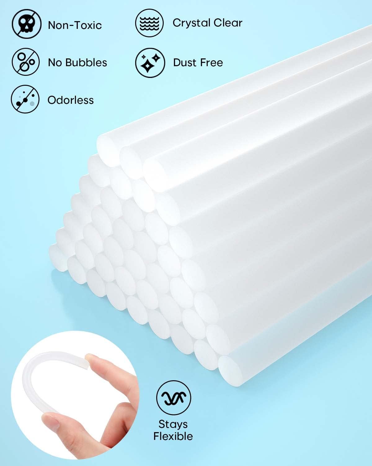 SHALL Mini Hot Glue Sticks, 0.27” Dia x 4” Long, 220-pack Clear Hot Melt Glue Gun Sticks for All-temp Mini Glue Guns, Multipurpose for Kids Adults DIY Art Craft Sealing Repairing Festival Decoration