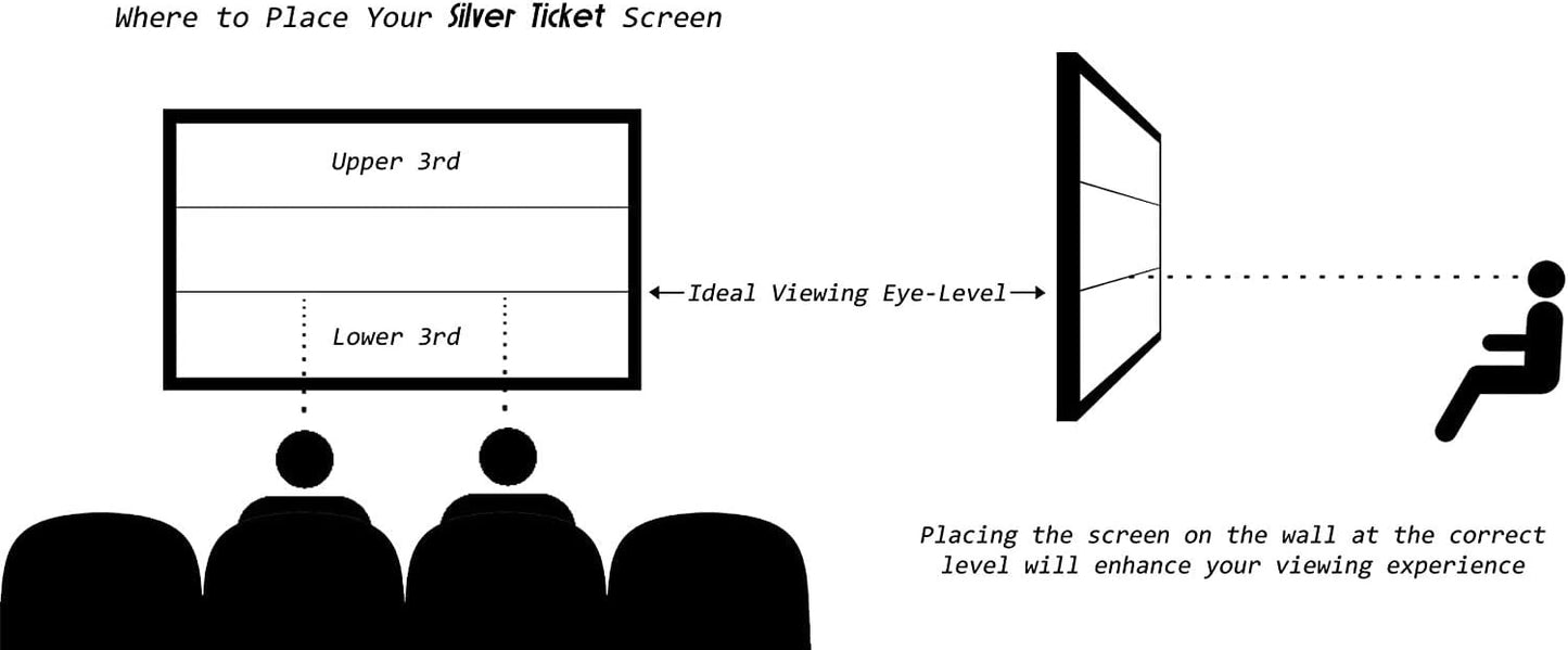 Silver Ticket Products STR Series 6 Piece Home Theater Fixed Frame 4K / 8K Ultra HD, HDTV, HDR & Active 3D Movie Projection Screen, 16:9 Format, 110" Diagonal, White Material STR-169110