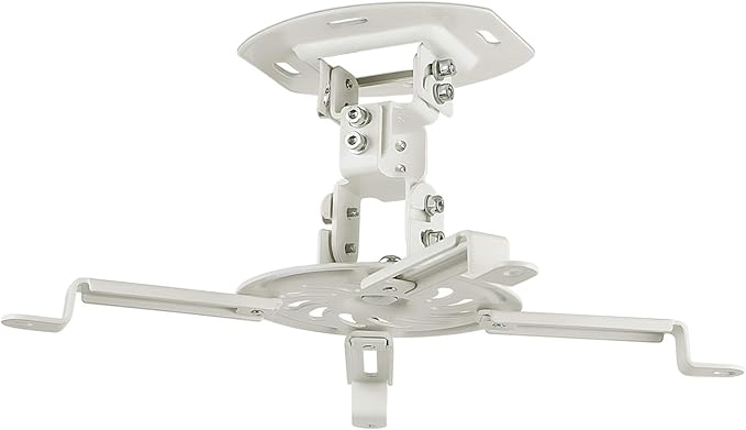 Mount-It! Low Profile Projector Ceiling Mount [30 lbs Capacity] Universal Bracket | 360 Full Motion Rotation with 30 Degree Tilt and Roll | 6 Inches High (White | Short)