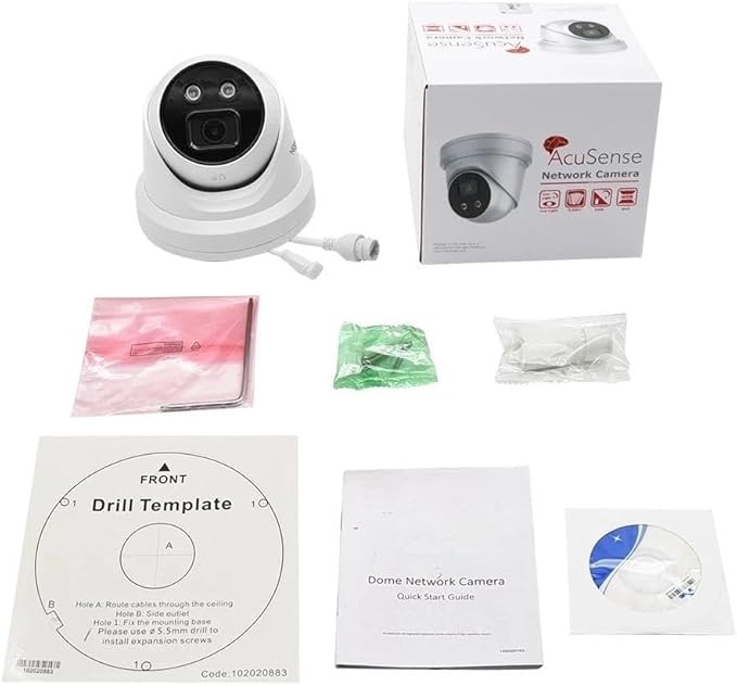 4K 8MP DS-2CD2386G2-ISU/SL Hik AcuSense PoE IP Camera,Turret Network Camera Strobe Light and Audible Warning, Human/Vehicle Detection, IP67, 2.8mm Lens English Version