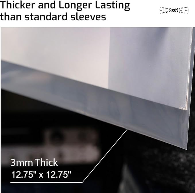 New Hudson Hi-Fi Vinyl Record Outer Sleeve Covers - 250 Pack - Premium Crystal Clear Sleeves - Protect Your LP Albums from Scratches, Dirt & Dust - 3 Layers of 30µm Thick No-Acid Exterior Disc Cover