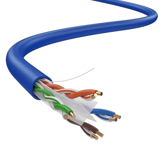 Dripstone CAT6 Ethernet Cable 1000ft Bulk Network LAN Wire 23AWG Solid CCA UTP 550MHz High-Speed Internet Cable Streaming, Office, Home Use, Pull Box, CAT 6 Bulk, Stable Connectivity - Dark Blue