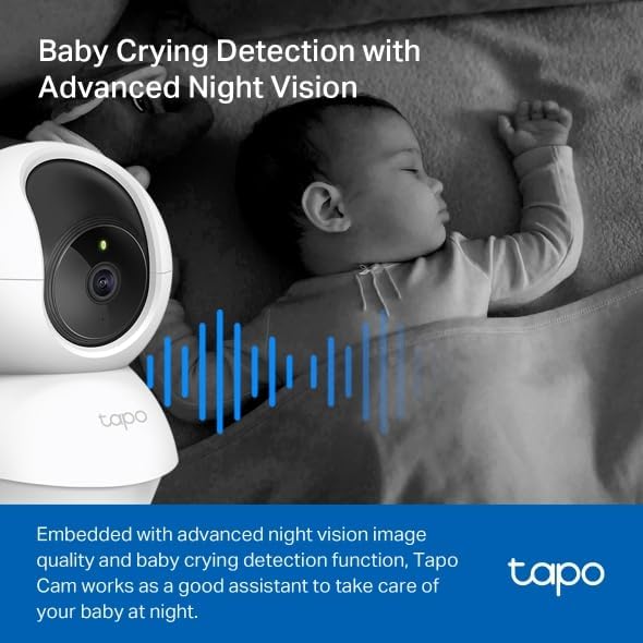Tapo 2K Pan/Tilt Security Camera for Baby Monitor, Dog Camera w/Motion Detection, 2-Way Audio Siren, Night Vision, Cloud&SD Card Storage, Works w/Alexa & Google Assistant, 2-Pack (Tapo C210P2)