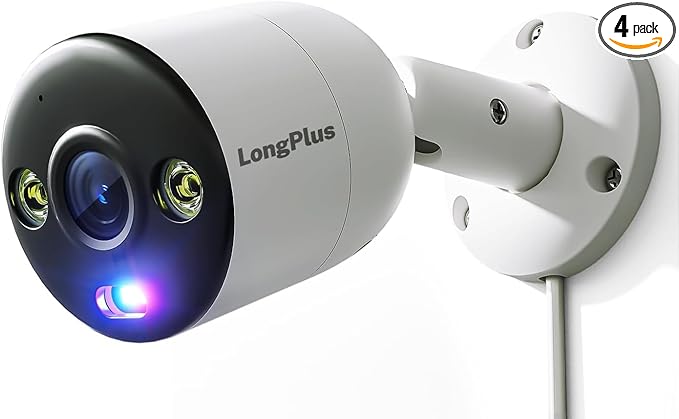 LongPlus 12MP UHD Poe Wired Security Camera Outdoor for Security Cameras System, Cameras for Outdoor Home Security Spot Lights Color Night Vision, Strobe Light Alarm & Sound CP12B1