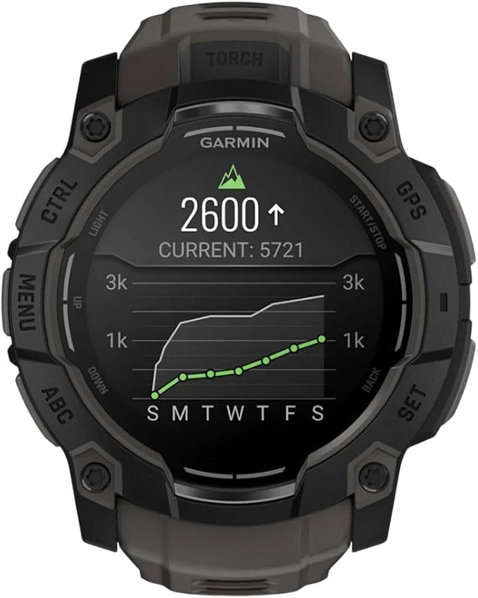 Garmin Instinct® 3 50mm, AMOLED Display, Rugged Outdoor GPS Smartwatch, Metal-Reinforced Bezel, Built-in Flashlight, Up to 18 Days of Battery Life, Charcoal