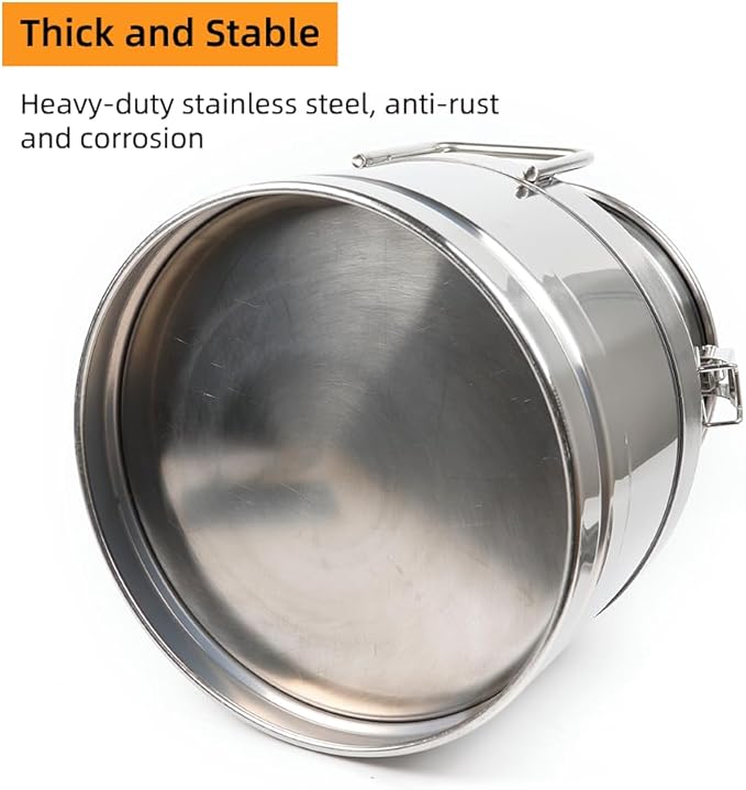 Stainless Steel Milk Can, 50L/13.2 Gallon Heavy Duty Airtight Storage Canister Milk Bucket with Lid, Embedded Silicone Milk Jug Wine Pail Water Cereals Bucket with Three Latches and Two Handles