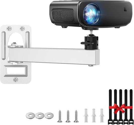 Mini Projector Wall Mount- Adjustable Tilt&Swivel Hanging Projector Holder Wall Mount Hanger Rack Stand with 1/4" Screw for Mini Projector with Cable Ties