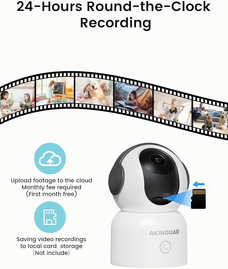 2K 3MP Indoor Security Camera, 5GHz/2.4GHz WiFi Camera, Security Camera for Home, 360°Pan Security Cameras with Motion Detection & One-Touch Call, Night Vision, Compatible with Alexa, Black
