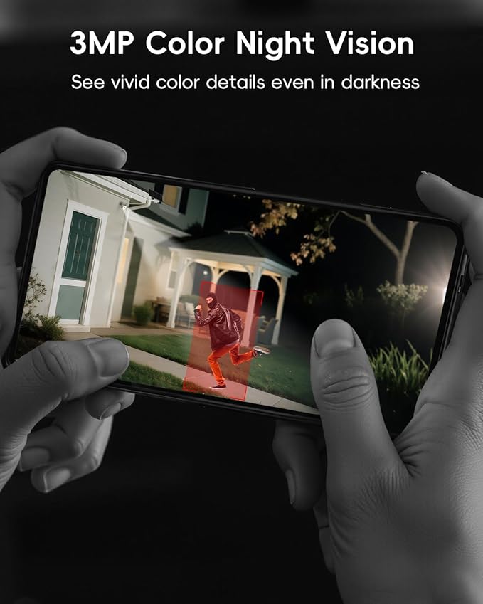 ZUMIMALL 24/7 Recording Solar Security Cameras Wireless Outdoor, 9W Solar Panel, AOV Cameras for Home Security, 360° Auto Tracking, 2K Color Night Vision, 2.4GHz WiFi, 512G Local Storage(Not Include)