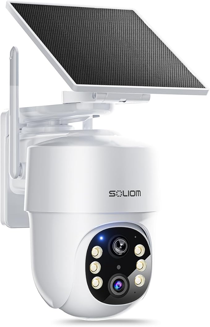 SOLIOM- True 5MP HD Security Cameras Outdoor Wireless, Add-On Camera, Solar Powered, Auto Tracking,Requires Soliombase, Soliombase Supports Up to 4 Cams