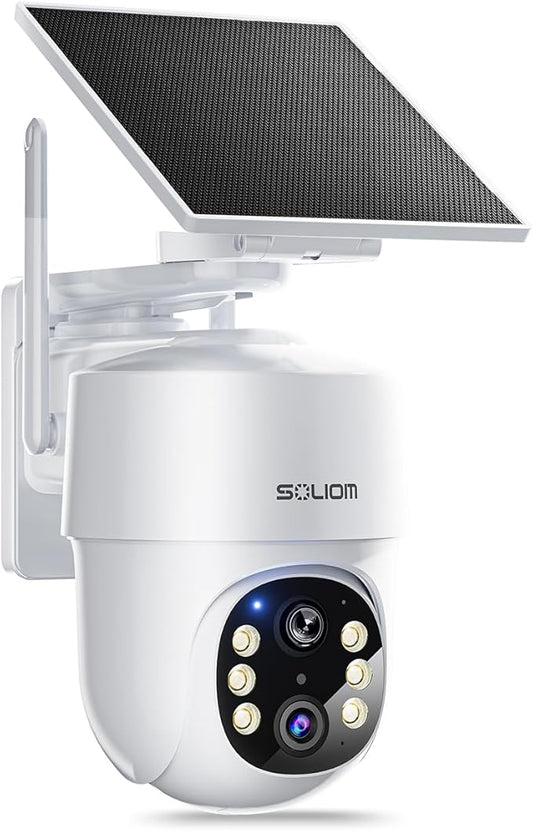 SOLIOM- True 5MP HD Security Cameras Outdoor Wireless, Add-On Camera, Solar Powered, Auto Tracking,Requires Soliombase, Soliombase Supports Up to 4 Cams