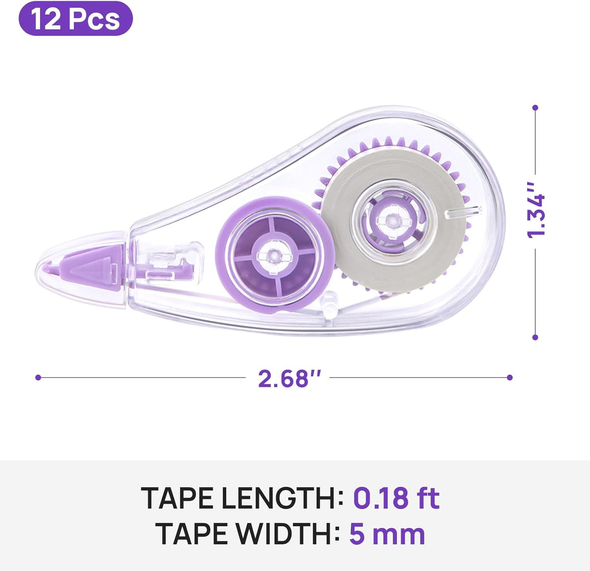 12 Pcs Colorful Core Correction Tape, 18.04 Ft White Wrong Out Tear-Resistant Bulk, Instant Corrections Easy To Use Applicator for School, Office, Note Taking, Journal (Tape Width 0.2 in)