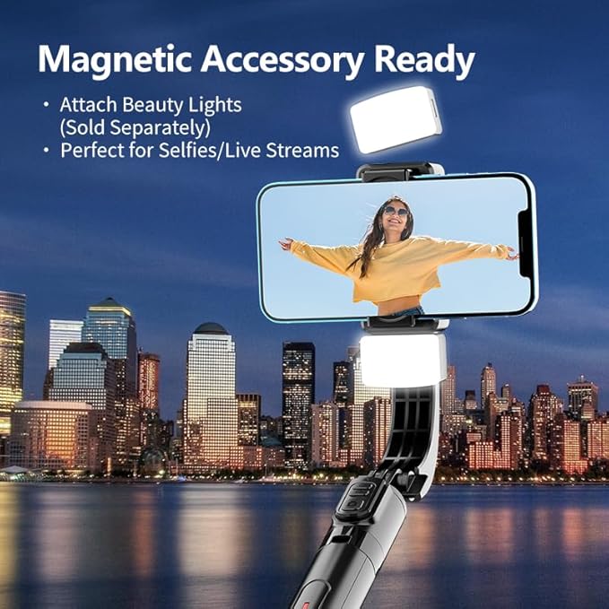 Phone Gimbal Stabilizer for Phone,Selfie Stick & Tripod with Remote Control | One-Touch Horizontal/Vertical Switch & 360° Rotation | Portable Design | Ideal for TikTok, YouTube, Vlog, Live Streaming