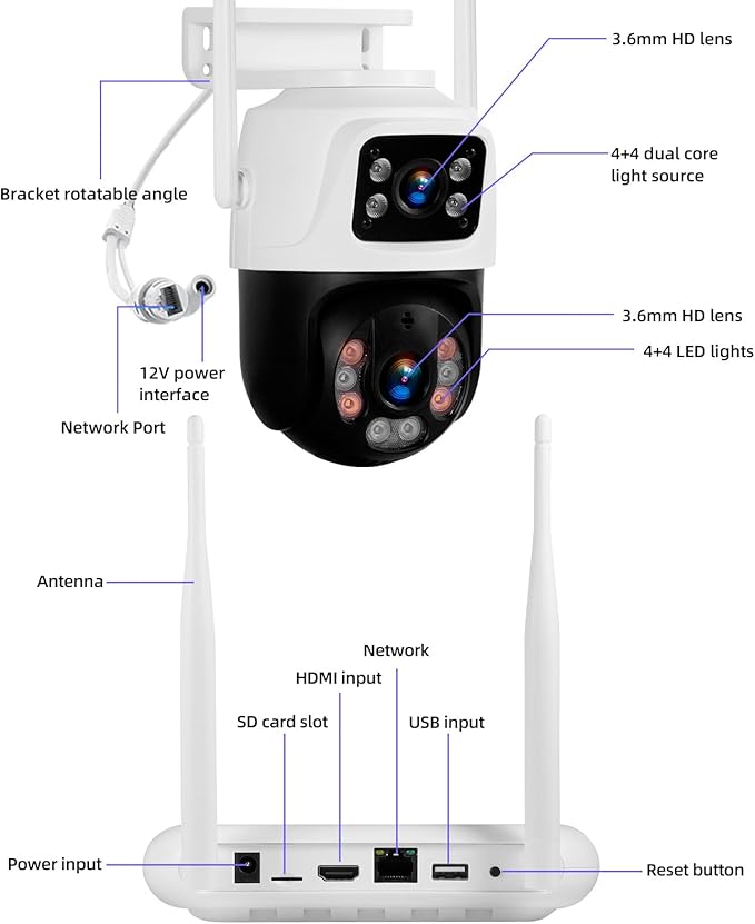 Fuers Wireless Security Camera System, 5MP 8CH NVR with 1TB HDD, 4Pcs 3MP Dual Lens WiFi Cameras Home Surveillance Outdoor Indoor, Motion Detection, Auto Tracking,2-Way Audio,Color Night Vision