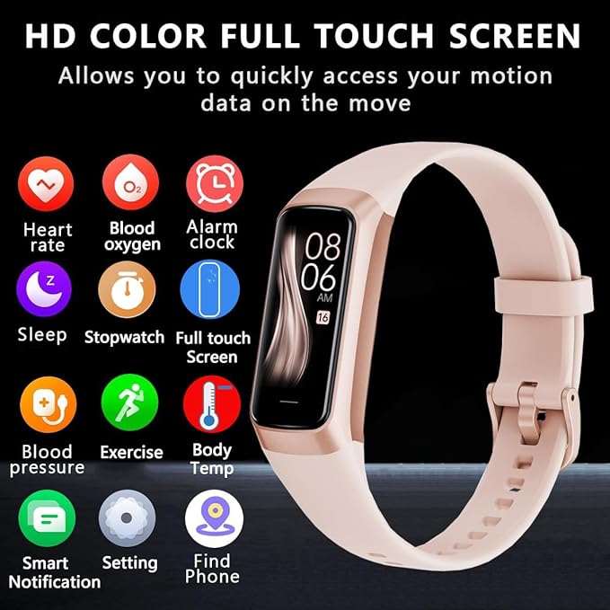 Fitness Tracker Activity Tracker Smart Watch 1.10''AMOLED Touch Color Screen,Smart Watch with 24/7 Blood Oxygen Heart Rate,Sleep Monitor,IP68 Waterproof,Step Counter Health for Women Men (Pink)