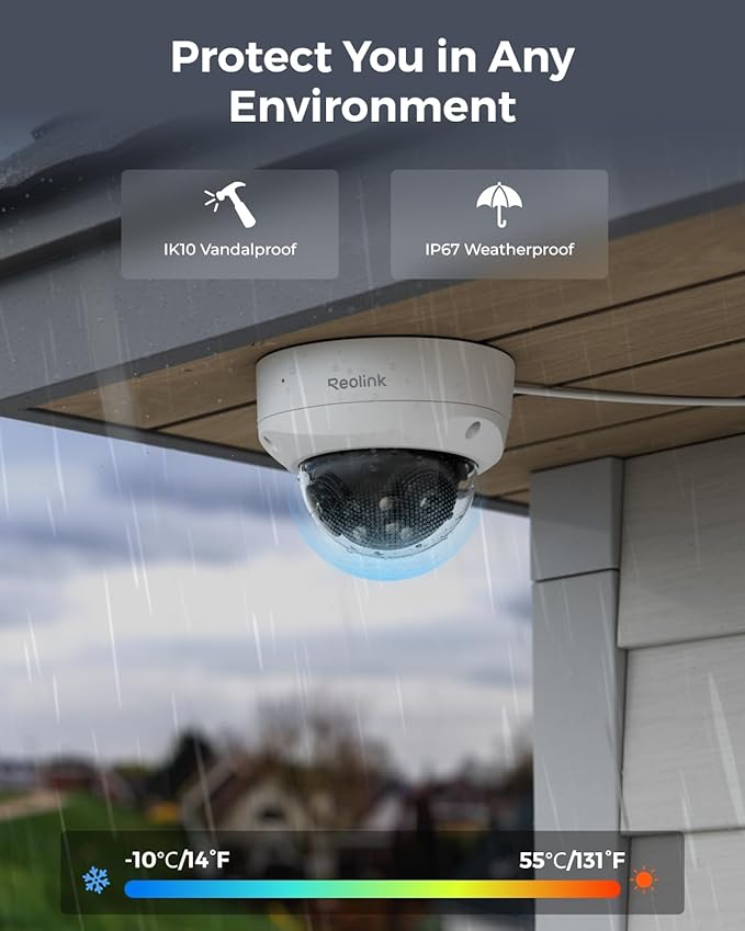 REOLINK 4K 8MP 180° Dual-Lens PoE IP Camera, IK10 Vandal-Proof, Person/Vehicle/Animal Detection, Spotlight Color Night Vision, 2 Way Talk, IP67 Weatherproof, No PT Supported, Duo 2V PoE