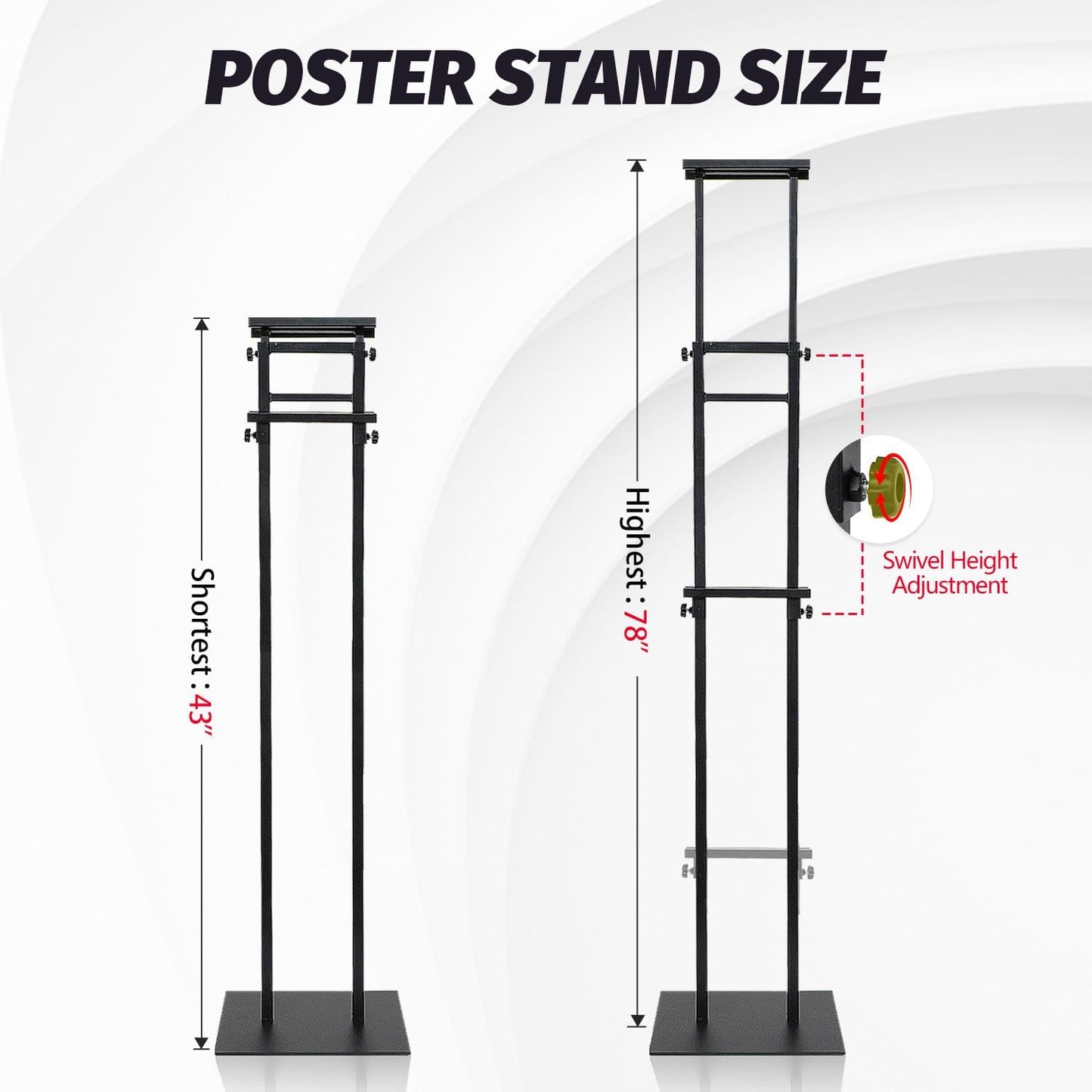 Poster Stand for Display, Adjustable Sign Holder Stand with Heavy Duty Pedestal, Stand Up Banner Sign for Floor, Height Up to 80 inch, Double-Sided Signage with Non-Slip Mat (4 Pack)
