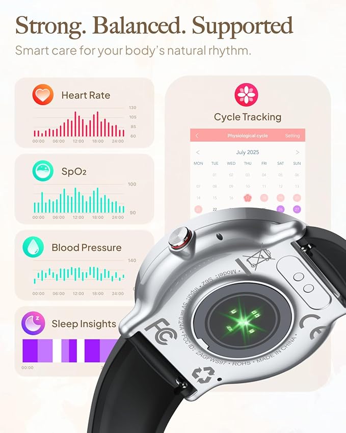 Smart Watch for Women Men, for Android iOS with Sleep & Calorie Monitor, Pedometer Fitness Tracker, Bluetooth Call, IP68 Waterproof, 112+ Sport Modes Round Face Smartwatch (Modern,Lacquer Black,1.39)
