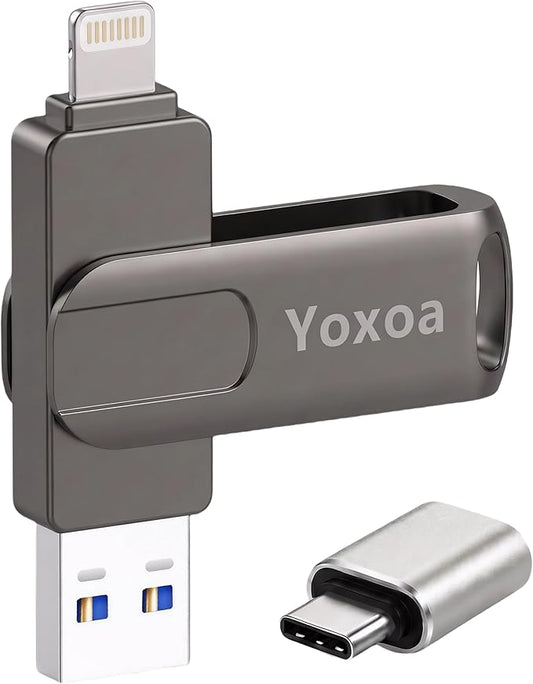 MFi Certified 512GB Flash Drive for iPhone & iPad, High-Speed Photo Stick for External Memory Storage, Backup & Transfer Files, USB Stick for iPhone/iPad/iOS/Android/PC (Available Space: ~484GB)Black