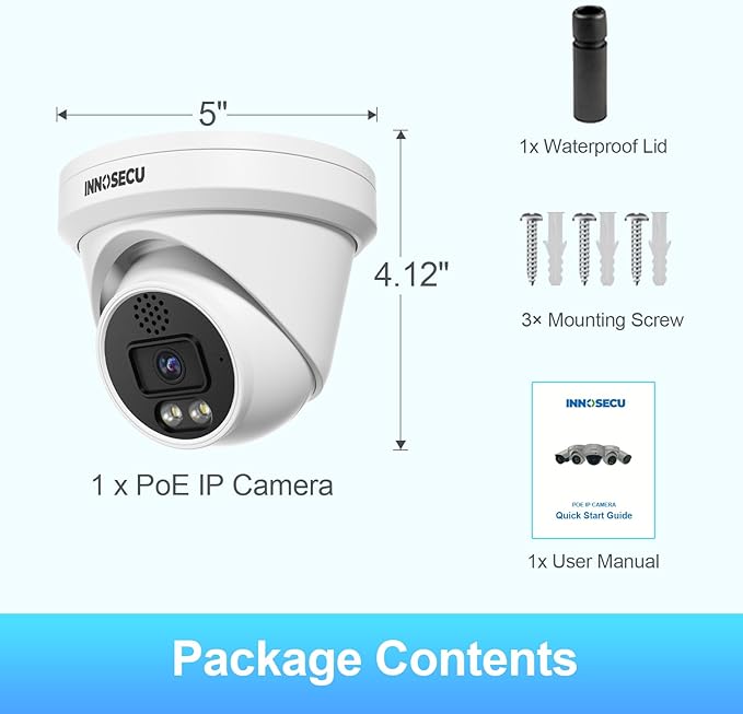 4MP IP PoE Camera, Turret Security Camera Outdoor, Waterproof IP67, Built-in Two-Way Audio, Smart Dual Light Color Night Vision, 2.8mm lens 110° Wide Angle, Human/Viehcle Detection, IND4FD97K
