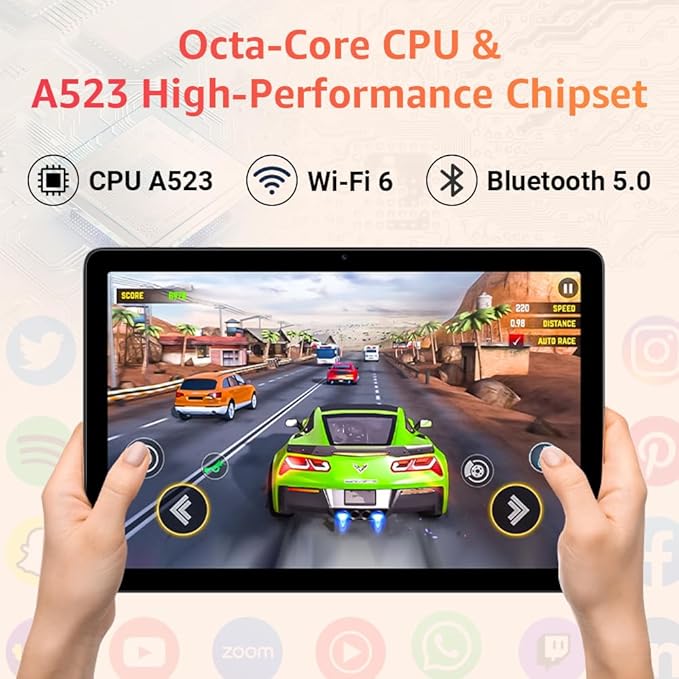 Tablet 10.1 inch, Android 14 Tablets with Octa-core Processor, 8GB + 64GB Storage Up to 1TB Expandable, HD IPS Screen, Long Battery Life, WiFi6, Fast & Portable Tablet for Work & Entertainment