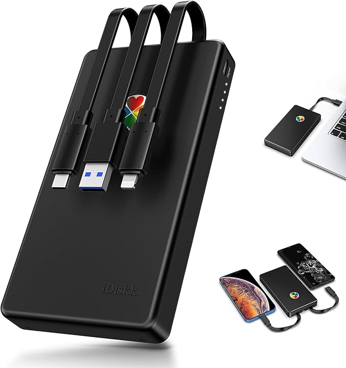 iDiskk App-le Certified 1TB External Hard Drive for iPhone 15/16, iPad & MacBook Backup Photos, Videos, Music & Docs Compatible with iOS & Android Portable Storage for All Your Digital Files