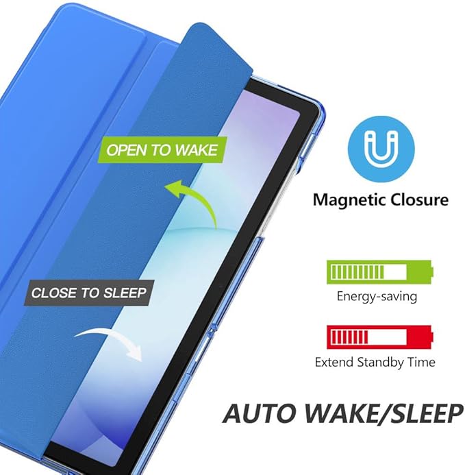 MoKo Case for Galaxy Tab A11+ Plus/A9+ 11-Inch 2025/2023, Slim Stand Protective Smart Cover with Hard PC Translucent Back Shell for Galaxy Tab A11+/A9 Plus Tablet, Auto Wake/Sleep, Cobalt Blue