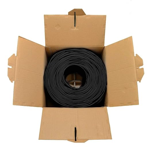 Dripstone CAT6 Ethernet Cable 1000ft Bulk Network LAN Wire 23AWG Solid CCA UTP 550MHz High-Speed Internet Cable Gaming, Streaming, Office, Home Use, Pull Box, Cat6 Bulk, Stable Connectivity - Black