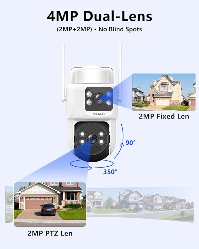 【All-in-One Security System】 Security Cameras Wireless Outdoor, WiFi Home Video Surveillance Systems, Solar Powered PTZ Security Camera System DVR Kits