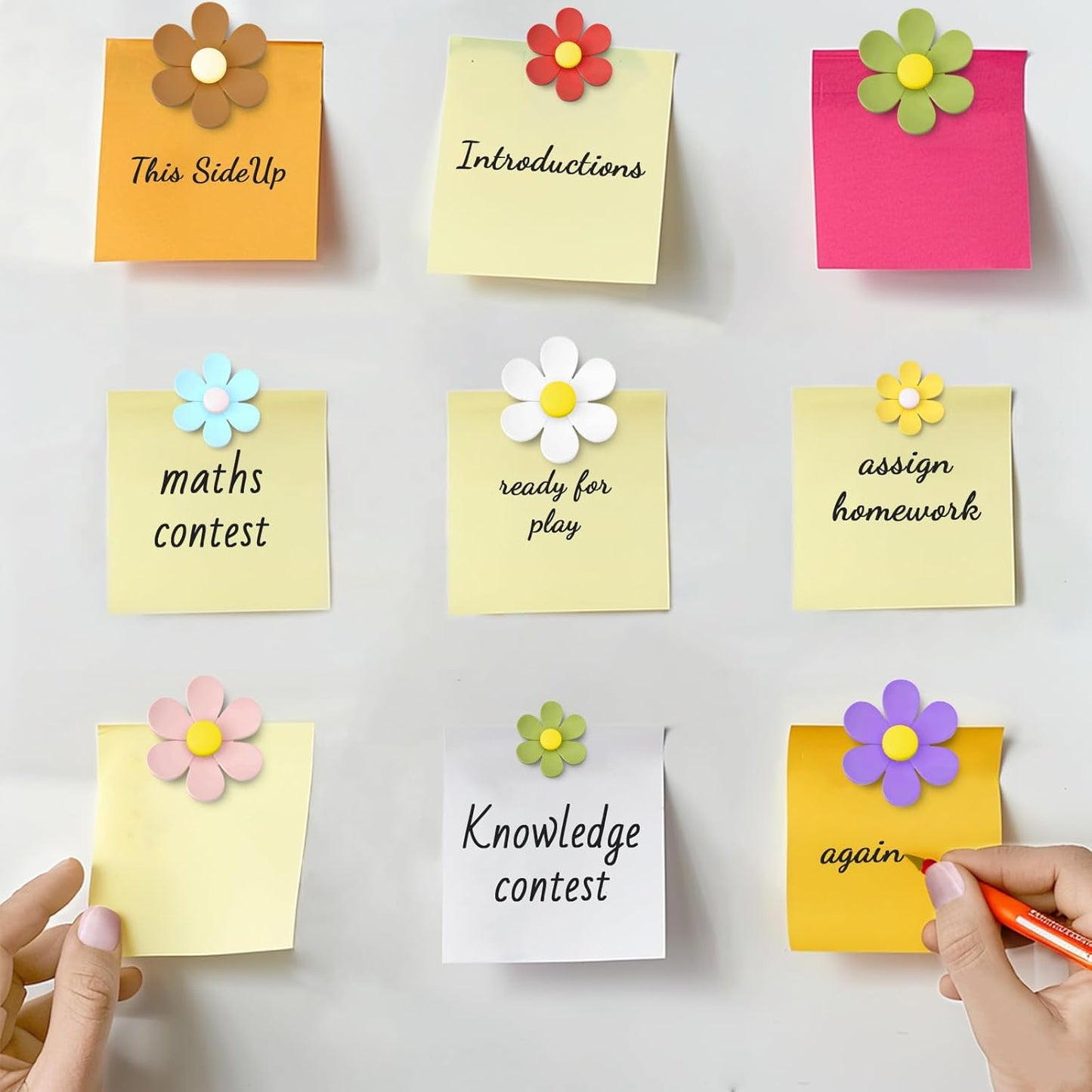 Qualsen Medium Flower Magnets for Whiteboard & Fridge – 12 Pcs Cute 3D Decorative Refrigerator Magnets for Locker, Kitchen, Office （26mm）