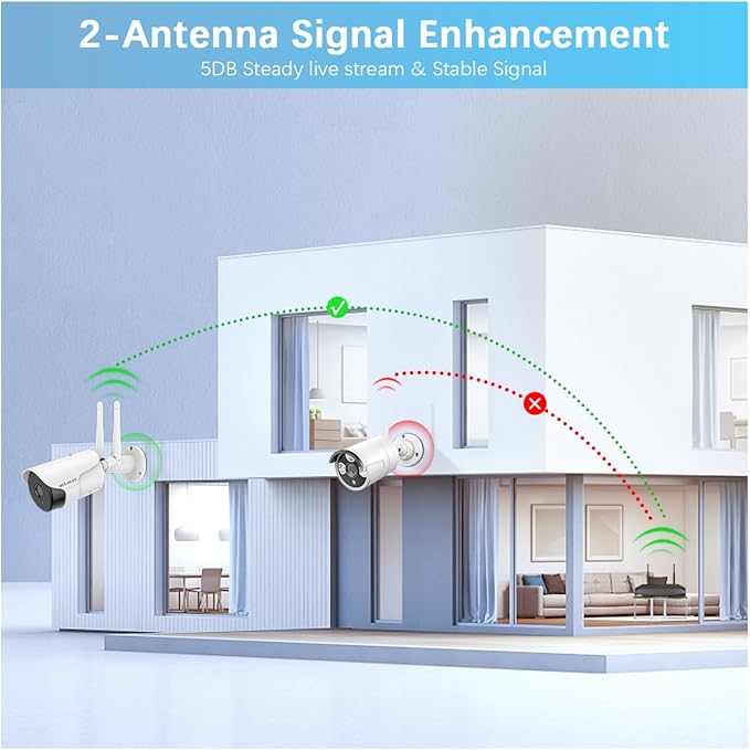 WEILAILIFE 【2-Way Audio】 5MP Outdoor Wireless Security Camera System, WiFi Video Surveillance, Wireless Surveillance Camera System