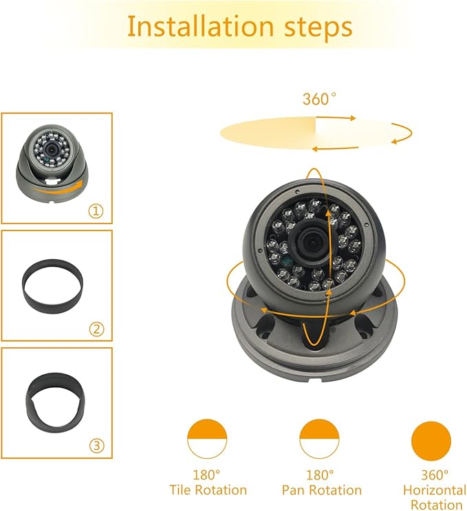 Analog CCTV Camera HD 1080P 4-in-1 (TVI/AHD/CVI/960H Analog) Security Dome Camera Outdoor Metal Housing, 24 IR-LEDs True Day & Night Monitoring 3.6mm Lens (Grey)