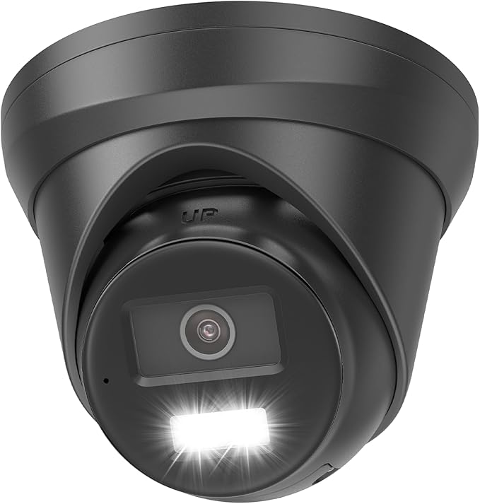 Anpviz 5MP PoE IP Camera Outdoor, Metal Turret Security Camera with Audio, Human Vehicle Detection, Smart Color Night Vision, 3072x1728@20fps, 114° FOV, 120dB WDR, IP67 Waterproof, Black