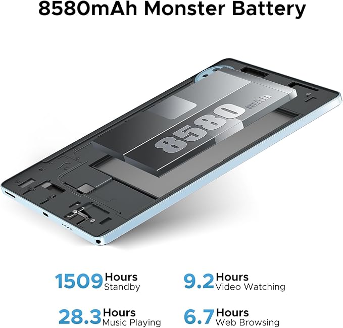 DOOGEE U11 Android 16 Tablet,11 Inch Tablet with Gemini AI,16GB+128GB/2TB,8580mAh Gaming Tablets,Unisoc T7200 Octa-Core,13MP+5MP Tablets,2.4G+5G WIFI/WidevineL1/3.5mm Audio/Face ID/OTG