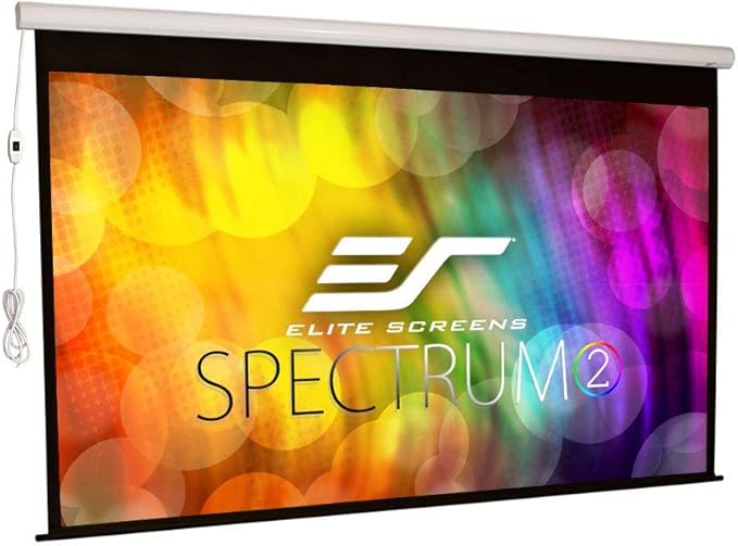 Elite Screens Spectrum2, 91-inch 16:9, 12-inch Drop, Electric Motorized Drop Down Projection Projector Screen, SPM91H-E12