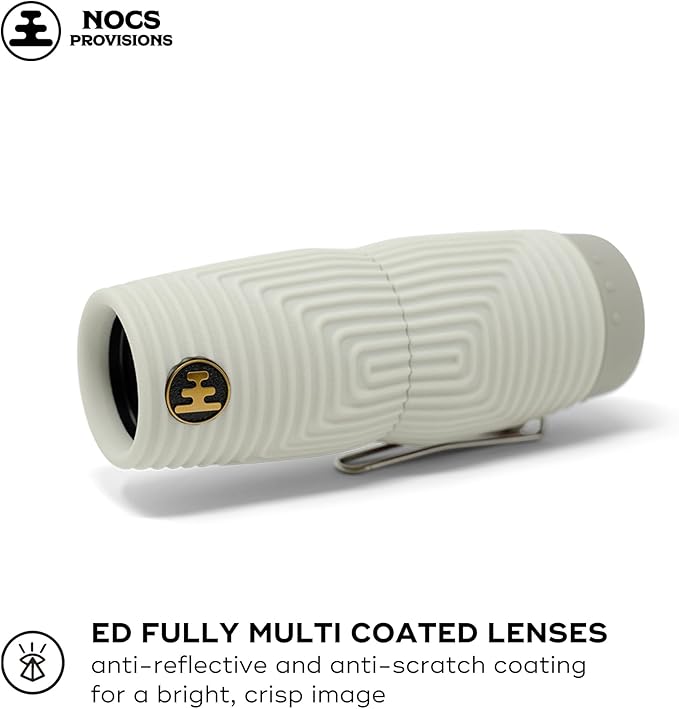 Nocs Provisions Zero Tube 10x25 ED Glass Waterproof Monocular – Rugged, Shockproof, Fogproof Optic for Adults & Kids, Built for Birdwatching, Hunting & Travel - Bone Gray