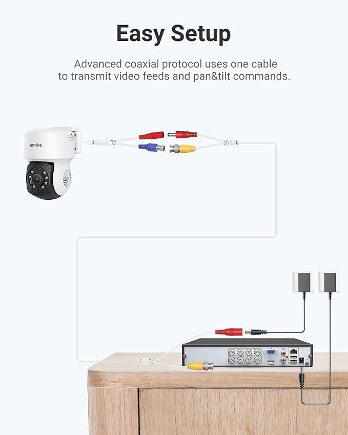ANNKE 2Pack 1080P 2MP AHD CCTV Home Surveillance Dome Wired PT Camera with 350° pan and 90° tilt, 100ft IR Night Vision, IP65 Weatherproof Security Add–On Cam for Outdoor, Wide Compatibility - APT200