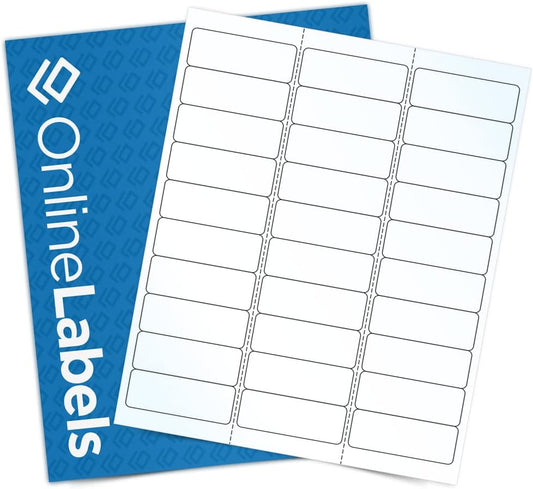 2.625" x 1" Waterproof Clear Gloss Address Labels - Pack of 7,500 Transparent Labels, 250 Sheets - Compatible with Laser Printers, OL875CL, OnlineLabels