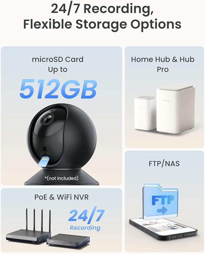 REOLINK E1 Pro(Black) 3K PT Wi-Fi Indoor Camera for Baby & Pet Monitoring, Auto Tracking, 5MP Night Vision Enhanced by F1.6 Aperture, Person/Pet/Baby Crying Detection, 2.4/5GHz Wi-Fi, Two-Way Audio