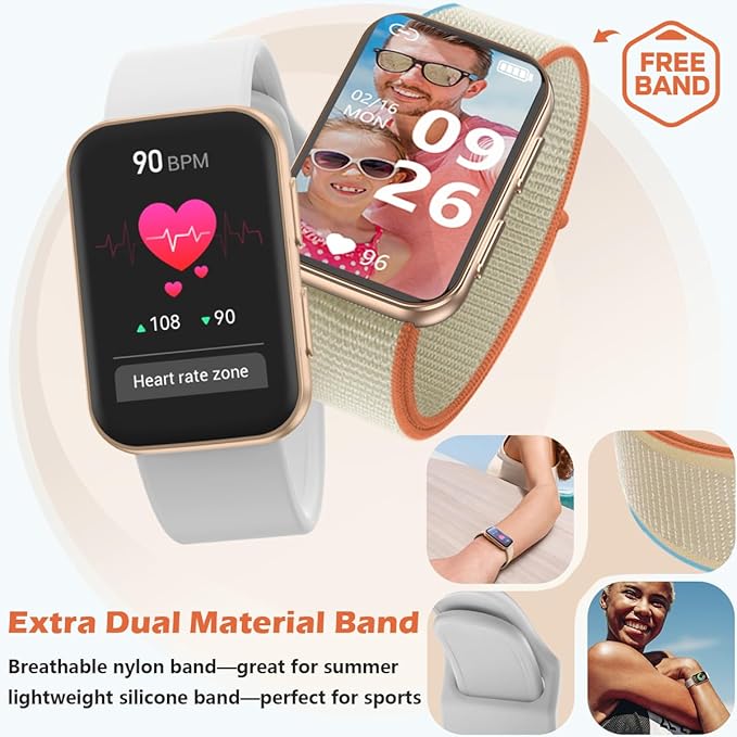 MorePro Health Fitness Tracker with Blood oxy-gen Monitor and 24/7 Heart Rate and Blood Pressure, Sleep Monitor, 120+ Sport Modes Waterproof Fitness Watch for Women Men Android iOS