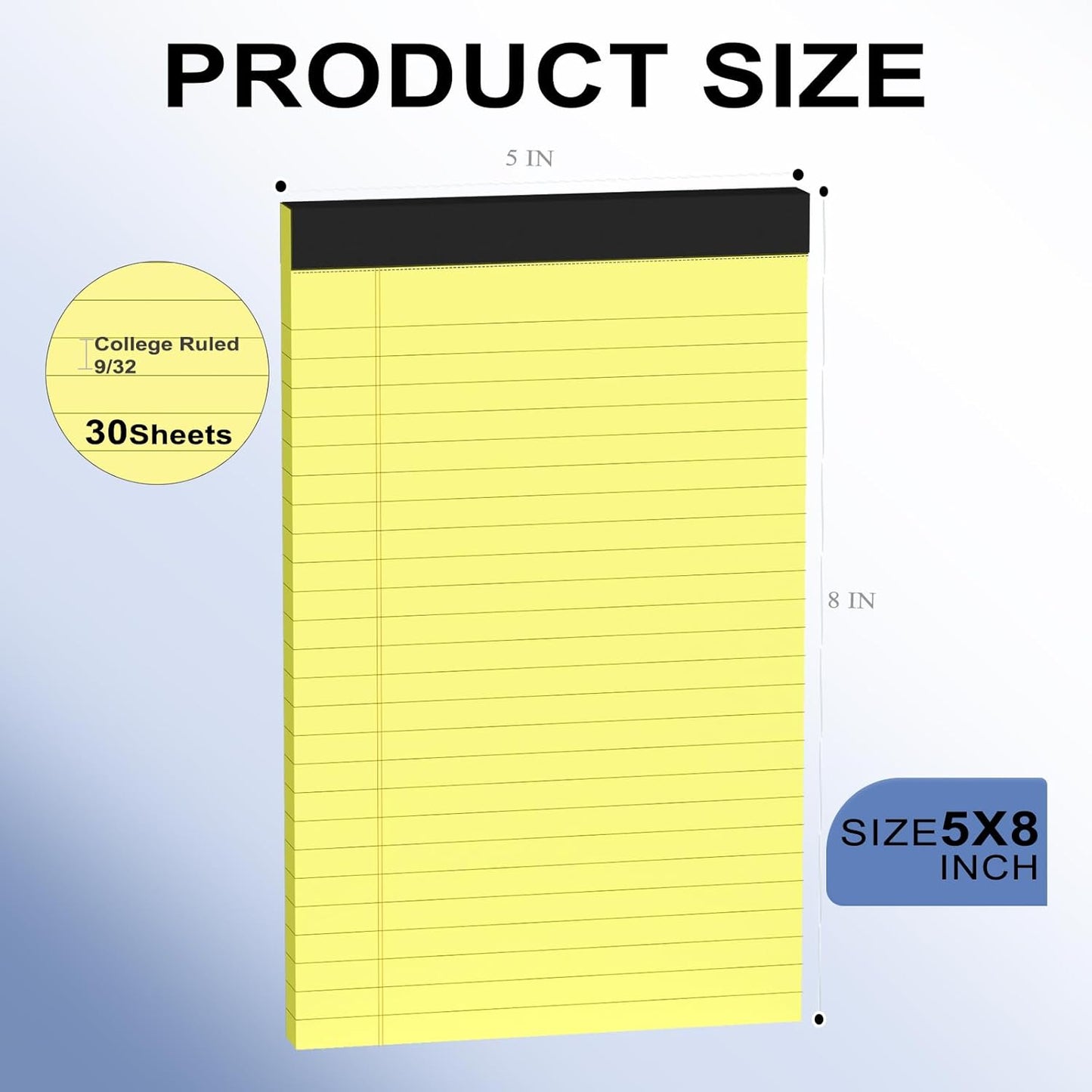 5pcs Small Note Pads, Color Notepads 5x8 College Ruled Notebook, Writing Pads 5 x 8, Legal Pads, Memo Pad Paper Perforate Narrow Ruled Notebooks for Work, School, Office Supplies,30 Sheets/Pack
