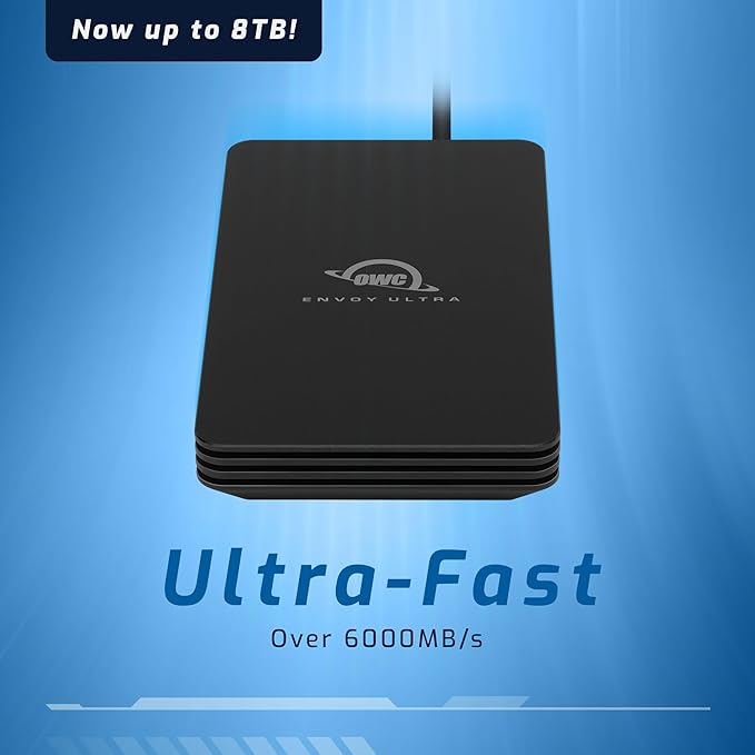 OWC 8TB Envoy Ultra Thunderbolt 5 Portable SSD Enclosure External Drive, Ultra Fast with TB5 Transfer Rates Over 6000MB/s, TB3, TB4 and USB4 Compatible, Works with Mac and PC