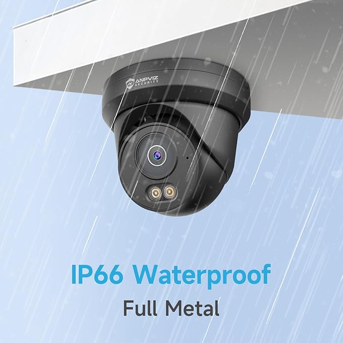 Anpviz 6MP PoE IP Camera Black, 3K Full Metal Turret Security IP Camera Outdoor Indoor, Smart Dual Light Color Night Vision, AI Human Vehicle Detection, Built-in Mic, 2.8mm Lens, IP66 Waterproof, NDAA