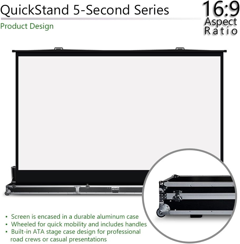 Elite Screens QuickStand 5-Second Series, 180-INCH 16:9, Manual Pull Up Projector Screen, Movie Home Theater 8K / 4K Ultra HD 3D Ready, US Based Company 2-Year Warranty, QS180HD