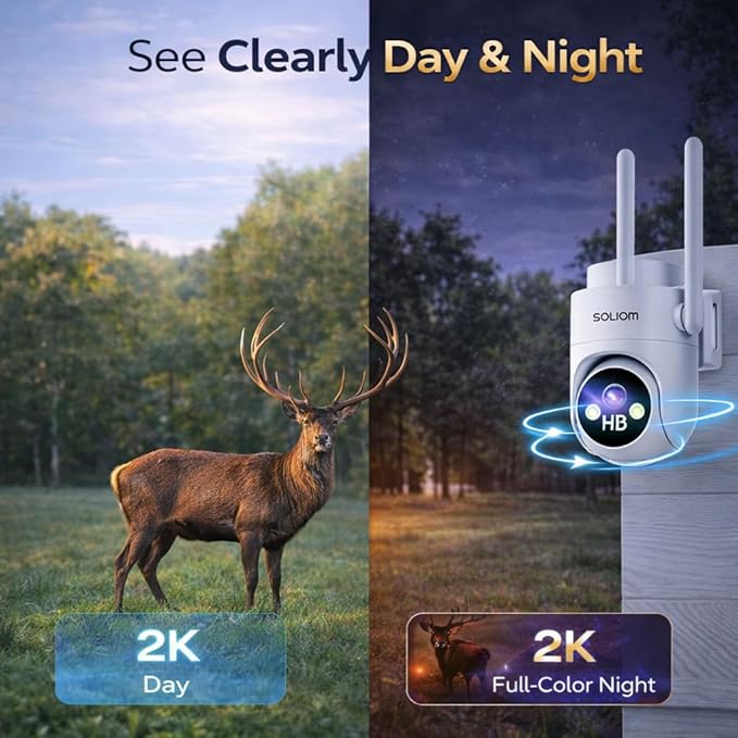 SOLIOM 4G LTE Cellular Security Camera, No WiFi Security Camera, Security Camera Wireless Outdoor for Remote Areas – Solar Powered, Live View, Color Night Vision, PIR Motion Sensor, 2-Way Talk, S90