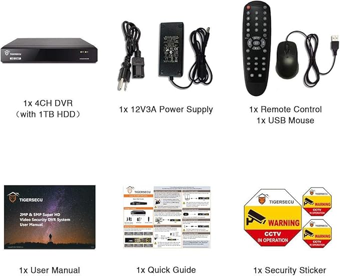 TIGERSECU Super HD 1080P 4 Channel DVR Security Recorder with 2TB Hard Drive, Hybrid 6-in-1 CCTV DVR Recorder Compatible with 2MP and 5MP TVI, AHD, CVI, Analog, RS485 PTZ and IP Cameras