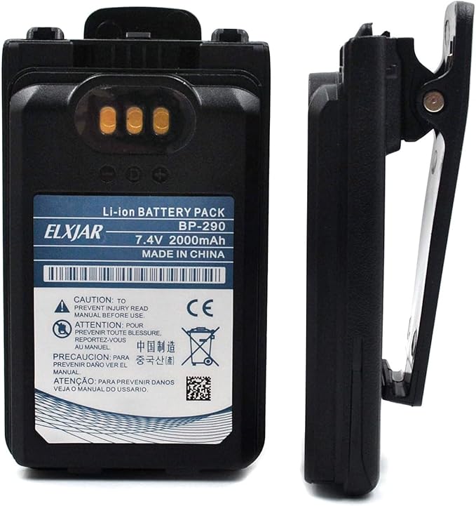elxjar (2-Pack) 7.4V 2000mAh Li-ion BP-290 Battery, Replacement for Icom IC-F52D IC-F62D IC-M85 Two-Way Radios Rechargeable Pack