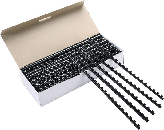 MYFULLY 100 Pack 21 Ring Plastic Comb Binding Spines | 1/4 Inch Diameter, 20 Sheet Capacity, A4, Black Binding Comb (1/4" (20 Sheet Capacity))