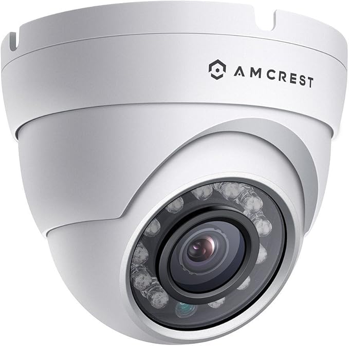 Amcrest Full HD 1080P 1920TVL Dome Outdoor Security Camera, 2MP 1920x1080P, 98ft Night Vision, Metal Housing, 3.6mm Lens 90° Viewing Angle, White (REP-AMC1080DM36-W) (Renewed)