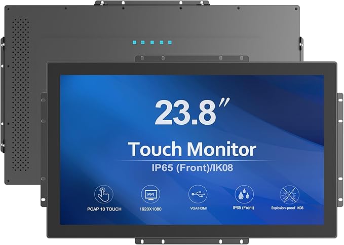 23.8 Inch 10 Points PCAP Open Frame Touch Screen LCD Display Monitors 1920x1080 Black with 1000 Nits Brightness